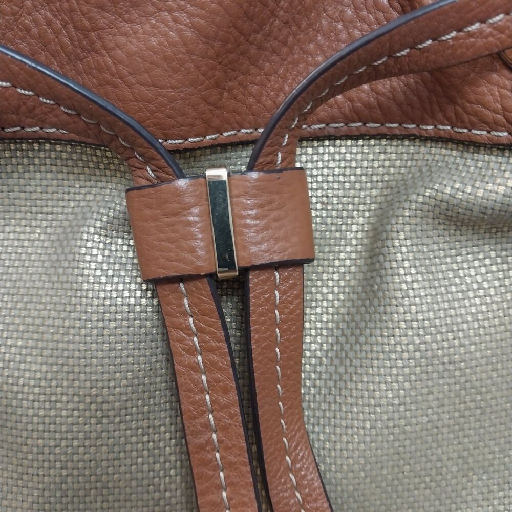 3199 Large Michael Kors Drawstring Satchel Shoulder Bag Sparkly Fabric /Leather - Picture 2 of 12